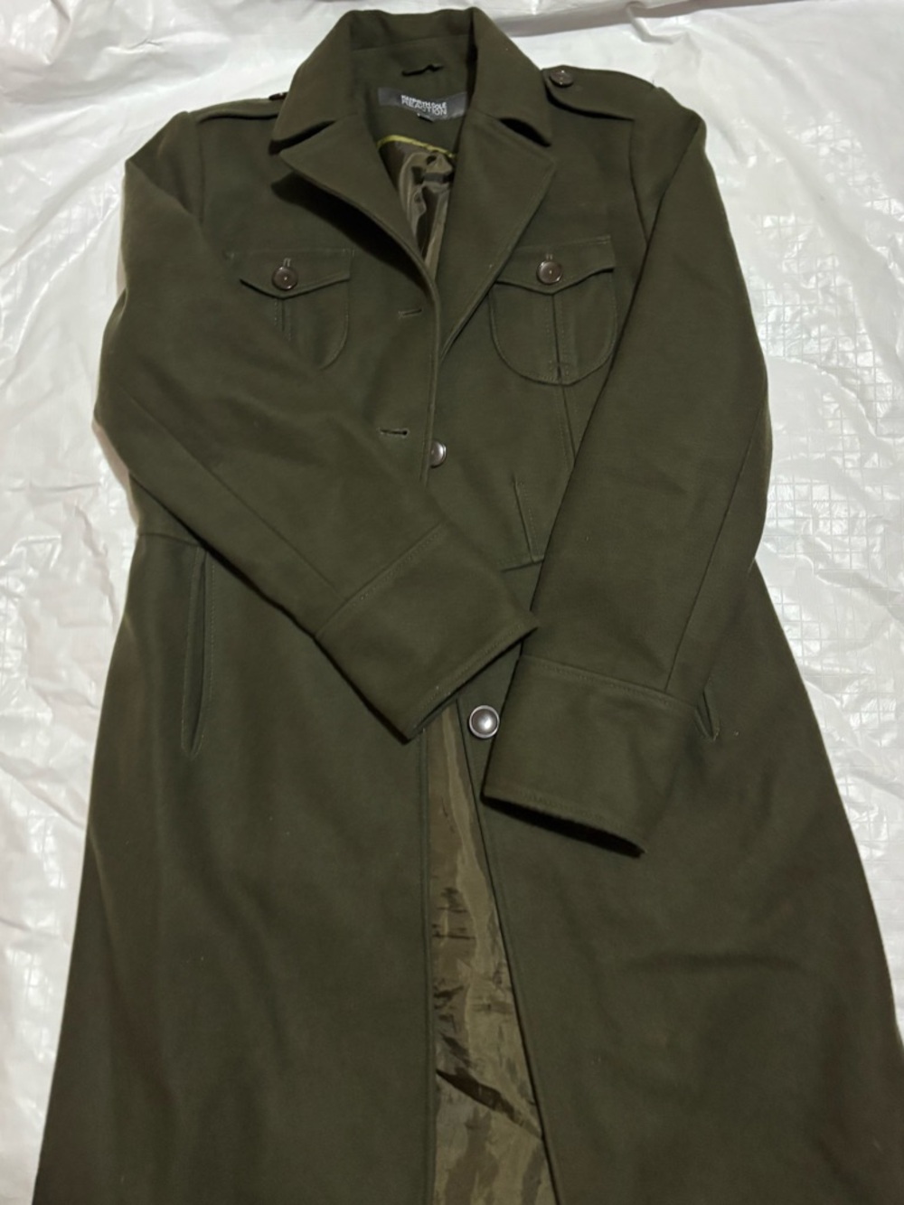 Kenneth Cole Reaction Olive Green Military-Style Trench Coat